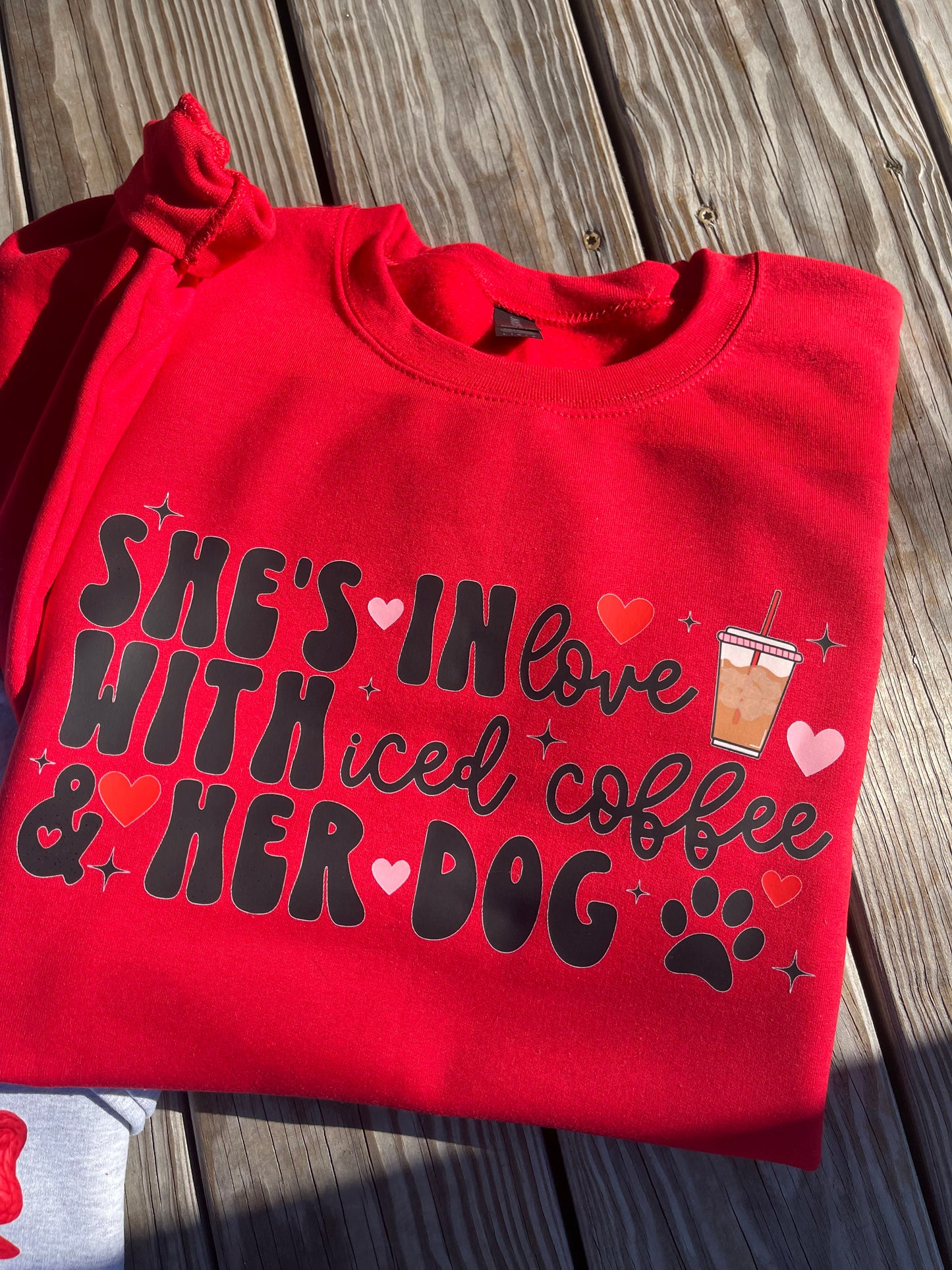 She’s inlove with Iced Coffee and Her Dog Crewneck🐾