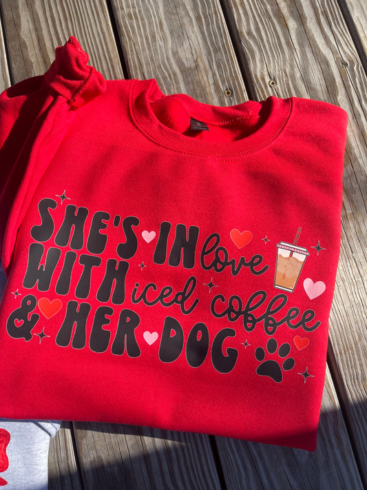 She’s inlove with Iced Coffee and Her Dog Crewneck🐾