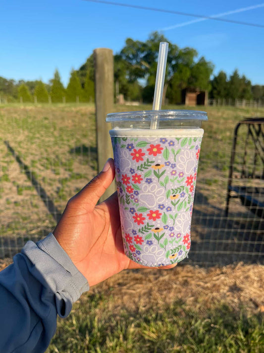 Floral Paw Prints|Iced Coffee Sleeve